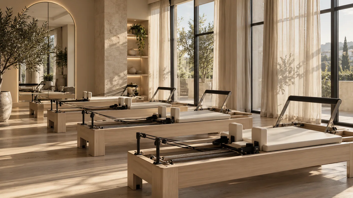 Топло естествено Pilates студио с растения